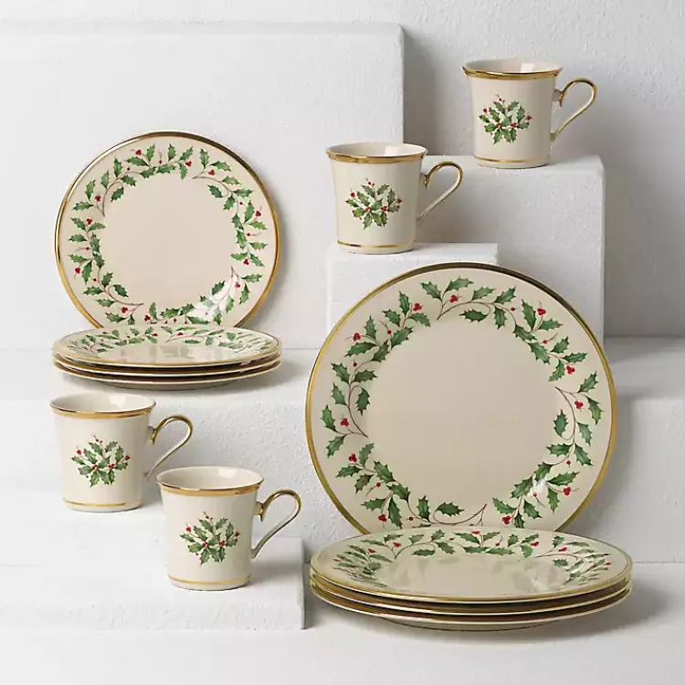 Discount Lenox Holly Gold Edge 12-pc. Dinnerware Set Christmas Dining & Entertaining