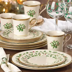Discount Lenox Holly Gold Edge 12-pc. Dinnerware Set Christmas Dining & Entertaining