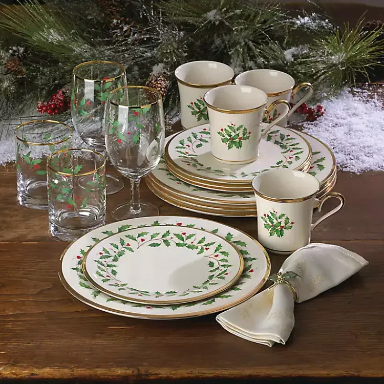 Discount Lenox Holly Gold Edge 12-pc. Dinnerware Set Christmas Dining & Entertaining