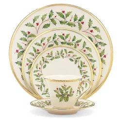 Best Lenox Holly Gold Edge 5-pc. Dinnerware Set Christmas Dining & Entertaining