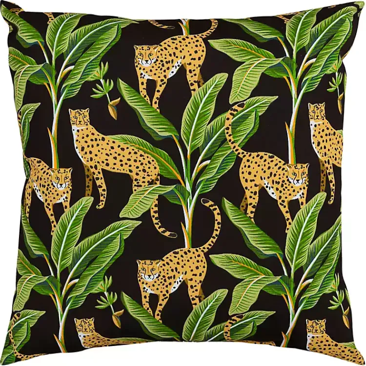 Kirklands Home Outdoor Cushions & Pillows|Leopard & Palm Tree Outdoor Pillow, 22 in.