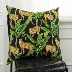 Kirklands Home Outdoor Cushions & Pillows|Leopard & Palm Tree Outdoor Pillow, 22 in.