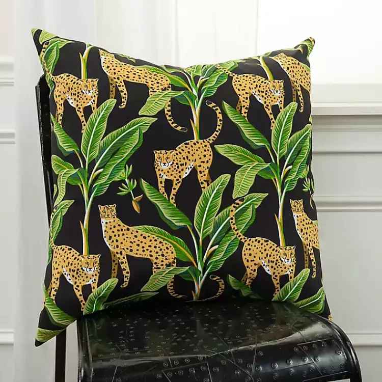 Kirklands Home Outdoor Cushions & Pillows|Leopard & Palm Tree Outdoor Pillow, 22 in.