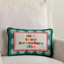 Hot Let it Snow Somewhere Else Needlepoint Pillow Pillows