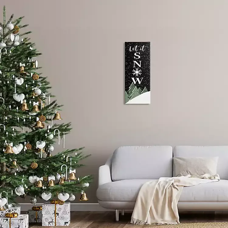 Hot Let It Snow Treetops Canvas Wall Plaque Christmas Art & Wall Decor