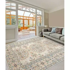 Kirklands Home Area Rugs|Light Beige Bohemian Area Rug, 7x9 Tan