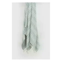 Online Light Blue and Ivory Striped Cotton Throw Blankets & Throws