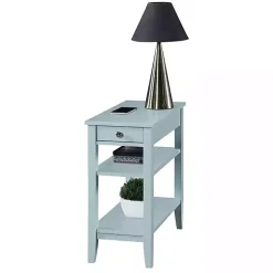 Kirklands Home Accent & End Tables|Light Chairside End Table with Shelves Blue