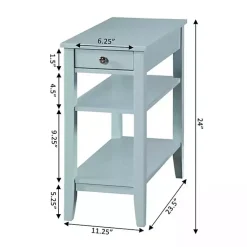 Kirklands Home Accent & End Tables|Light Chairside End Table with Shelves Blue