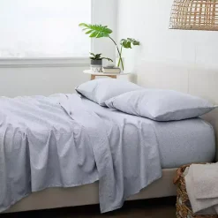 Kirklands Home Bed Sheets|Light Chambray 4-pc. Queen Bed Sheet Set Blue
