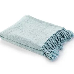 Hot Light Checkered Weave Fringe Throw Blankets & Throws