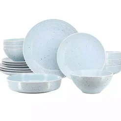 Kirklands Home Dinnerware|Light Emilia Stoneware 16-pc. Dinnerware Set Blue