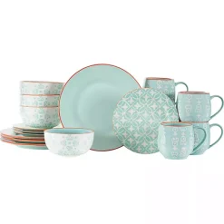 Kirklands Home Dinnerware|Light Geometric 16-pc. Dinnerware Set Blue