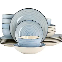 Kirklands Home Dinnerware|Light Gia Stoneware 24-pc. Dinnerware Set Blue
