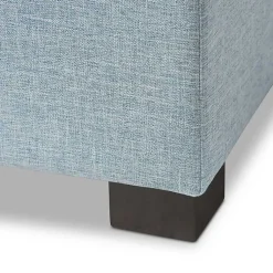 Kirklands Home Benches & Ottomans|Light Grid Tufted Upholstered Ottoman Blue