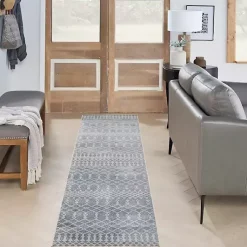 Kirklands Home Area Rugs|Light Moroccan Washable Runner, 2x12 Blue