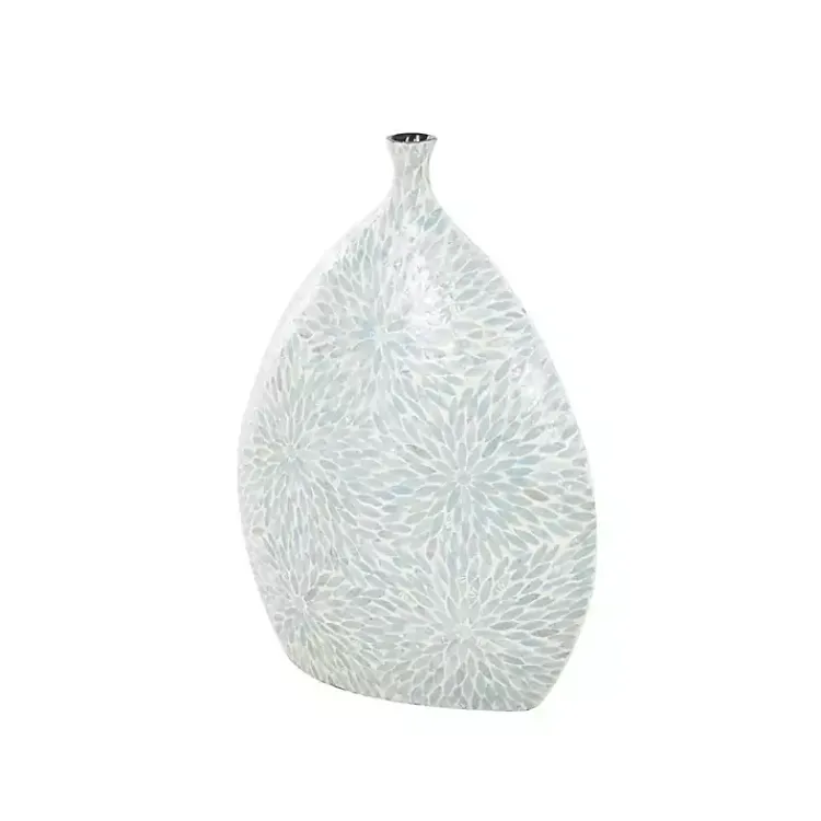 Discount Light Blue Mother of Pearl Floral Floor Vase Vases