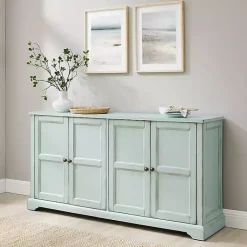 Kirklands Home Cabinets & Sideboards|Light Paneled 4-Door Sideboard Blue