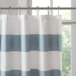 Kirklands Home Shower Curtains|Light Blue Striped Waffle Shower Curtain