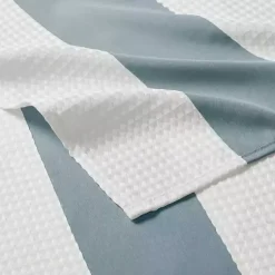 Kirklands Home Shower Curtains|Light Blue Striped Waffle Shower Curtain