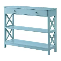 Kirklands Home Console Tables|Light X-Frame 2-Shelf Console Table Blue