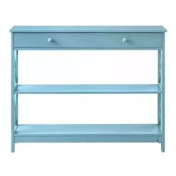 Kirklands Home Console Tables|Light X-Frame 2-Shelf Console Table Blue