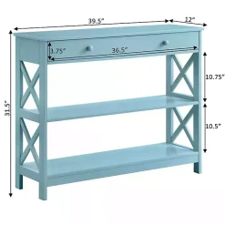 Kirklands Home Console Tables|Light X-Frame 2-Shelf Console Table Blue