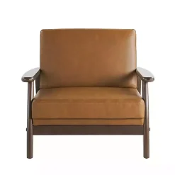 Kirklands Home Accent Chairs|Light Faux Leather Ambon Accent Chair Brown