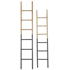 Online Light Brown Wood and Black Metal Ladders, Set of 2 Decorative Accents