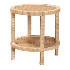Kirklands Home Accent & End Tables|Light Brown Woven Rat Accent Table Tan