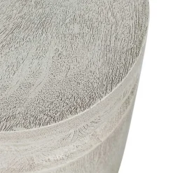 Kirklands Home Accent & End Tables|Light Cream Wood Cylinder Accent Table White