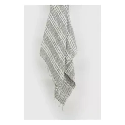 Online Light Gray and Ivory Striped Cotton Throw Blankets & Throws