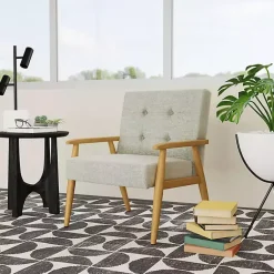 Kirklands Home Accent Chairs|Light Button Tufted Accent Chair Gray