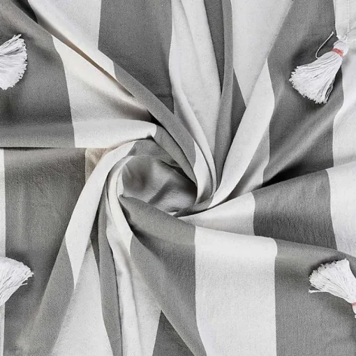 Sale Light Gray Cabana Stripe Tassel Throw Blankets & Throws