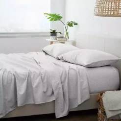 Kirklands Home Bed Sheets|Light Chambray 4-Pc. Queen Bed Sheet Set Gray