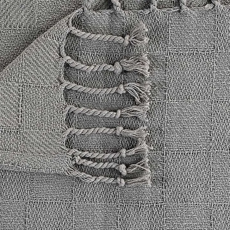 Light Checkered Weave Fringe Throw Blankets & Throws