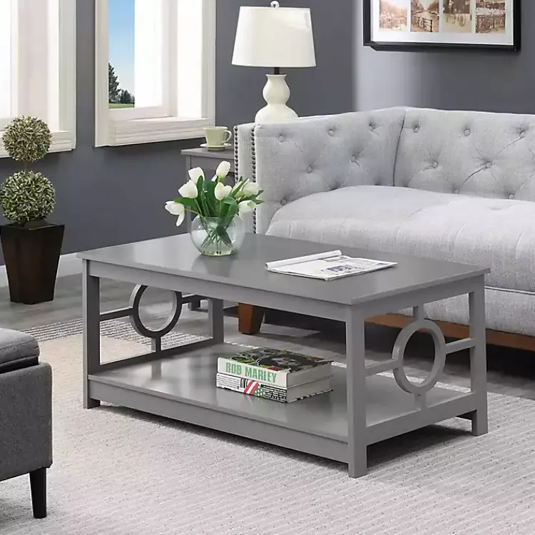 Kirklands Home Coffee Tables|Light Circle Cut-Out Sides Coffee Table Gray
