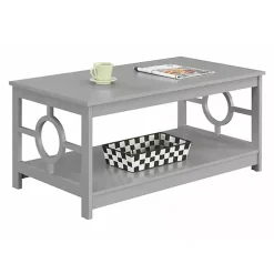 Kirklands Home Coffee Tables|Light Circle Cut-Out Sides Coffee Table Gray