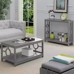 Kirklands Home Coffee Tables|Light Circle Cut-Out Sides Coffee Table Gray