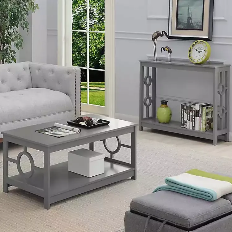 Kirklands Home Coffee Tables|Light Circle Cut-Out Sides Coffee Table Gray