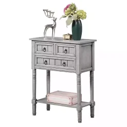 Kirklands Home Accent & End Tables|Light 3-Drawer Turned Legs Accent Table Gray