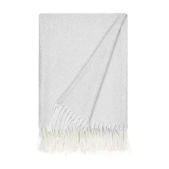 Online Light Herringbone Throw with Fringe Blankets & Throws