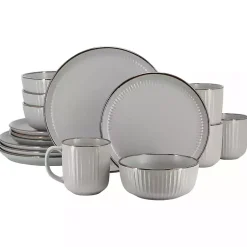 Kirklands Home Dinnerware|Light Leo Stoneware 16-pc. Dinnerware Set Gray