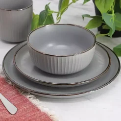 Kirklands Home Dinnerware|Light Leo Stoneware 16-pc. Dinnerware Set Gray