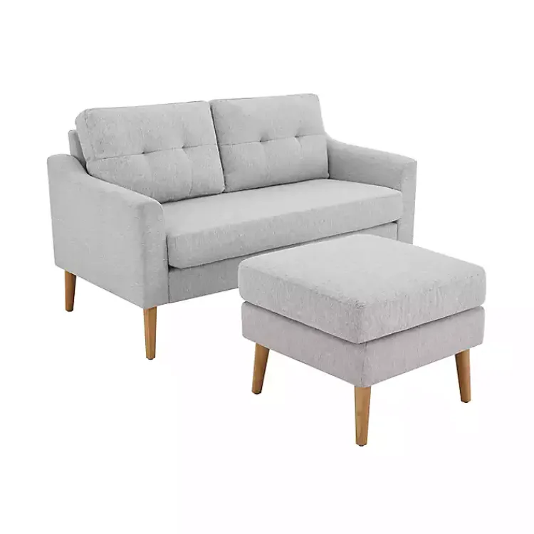 Kirklands Home Sofas & Loveseats|Light 2-pc. Loveseat & Ottoman Set Gray