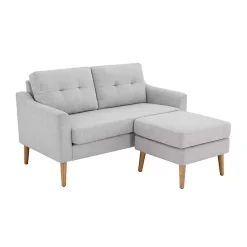 Kirklands Home Sofas & Loveseats|Light 2-pc. Loveseat & Ottoman Set Gray