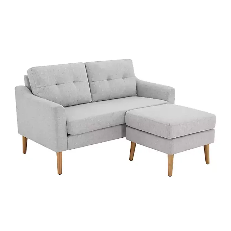 Kirklands Home Sofas & Loveseats|Light 2-pc. Loveseat & Ottoman Set Gray