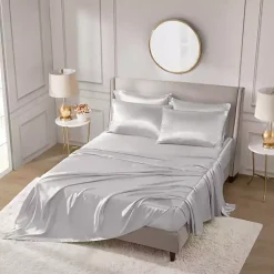 Kirklands Home Bed Sheets|Light Satin 6-pc. Full Sheet Set Gray