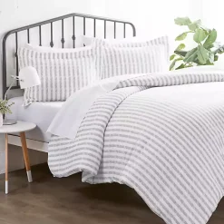 Kirklands Home Duvets|Light Gray Stripes 3-pc. King Duvet Cover Set