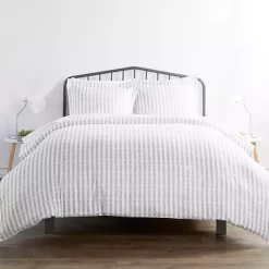 Kirklands Home Duvets|Light Gray Stripes 3-pc. Twin Duvet Cover Set